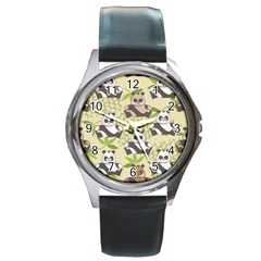 Fun Panda Pattern Round Metal Watch by Bigfootshirtshop