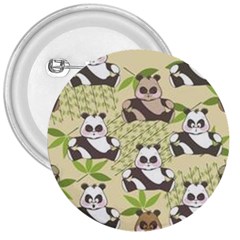 Fun Panda Pattern 3  Buttons by Bigfootshirtshop