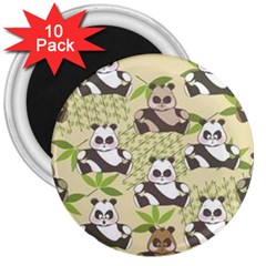 Fun Panda Pattern 3  Magnets (10 Pack)  by Bigfootshirtshop