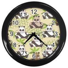 Fun Panda Pattern Wall Clocks (black) by Bigfootshirtshop