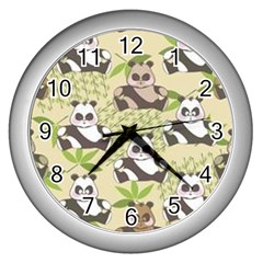 Fun Panda Pattern Wall Clocks (silver)  by Bigfootshirtshop