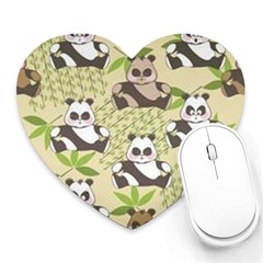 Fun Panda Pattern Heart Mousepads by Bigfootshirtshop