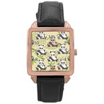 Fun Panda Pattern Rose Gold Leather Watch  Front