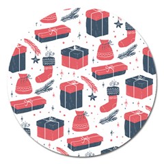 Christmas Gift Sketch Magnet 5  (round) by patternstudio