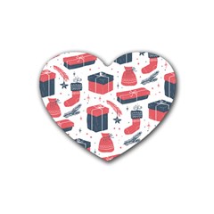 Christmas Gift Sketch Heart Coaster (4 Pack)  by patternstudio