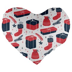 Christmas Gift Sketch Large 19  Premium Flano Heart Shape Cushions by patternstudio