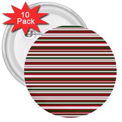 Christmas Stripes Pattern 3  Buttons (10 pack) 