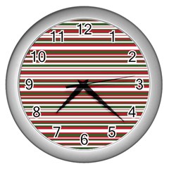 Christmas Stripes Pattern Wall Clocks (Silver) 