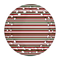 Christmas Stripes Pattern Ornament (round Filigree) by patternstudio