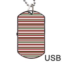 Christmas Stripes Pattern Dog Tag Usb Flash (two Sides) by patternstudio