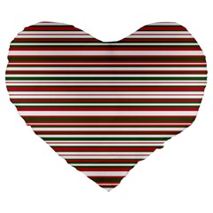 Christmas Stripes Pattern Large 19  Premium Heart Shape Cushions by patternstudio