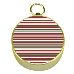 Christmas Stripes Pattern Gold Compasses