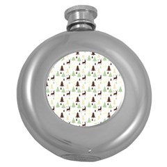 Reindeer Tree Forest Round Hip Flask (5 Oz) by patternstudio