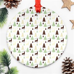 Reindeer Tree Forest Round Ornament (two Sides) by patternstudio