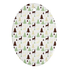 Reindeer Tree Forest Oval Ornament (two Sides)