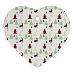 Reindeer Tree Forest Heart Ornament (two Sides) by patternstudio