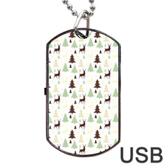 Reindeer Tree Forest Dog Tag Usb Flash (one Side) by patternstudio