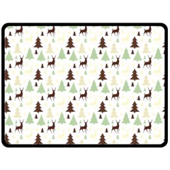 Reindeer Tree Forest Double Sided Fleece Blanket (large)  by patternstudio