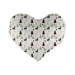 Reindeer Tree Forest Standard 16  Premium Flano Heart Shape Cushions by patternstudio