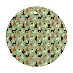 Reindeer Tree Forest Art Ornament (round) by patternstudio