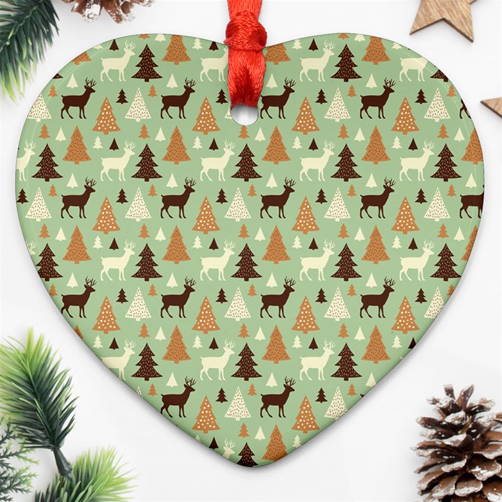 Reindeer Tree Forest Art Ornament (Heart)