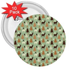 Reindeer Tree Forest Art 3  Buttons (10 Pack)  by patternstudio