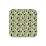 Reindeer Tree Forest Art Rubber Square Coaster (4 pack)  Front