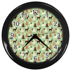 Reindeer Tree Forest Art Wall Clocks (black) by patternstudio