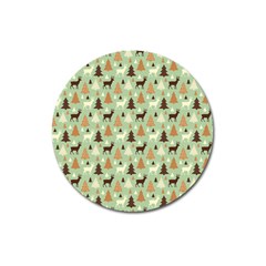 Reindeer Tree Forest Art Magnet 3  (round) by patternstudio