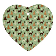 Reindeer Tree Forest Art Heart Ornament (two Sides) by patternstudio