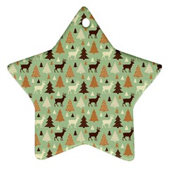 Reindeer Tree Forest Art Star Ornament (two Sides) by patternstudio