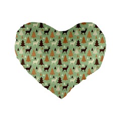 Reindeer Tree Forest Art Standard 16  Premium Flano Heart Shape Cushions by patternstudio