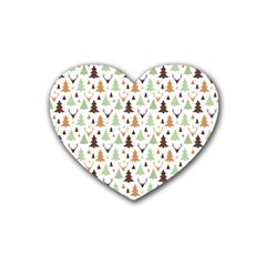 Reindeer Christmas Tree Jungle Art Rubber Coaster (heart)  by patternstudio