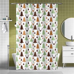 Reindeer Christmas Tree Jungle Art Shower Curtain 48  X 72  (small)  by patternstudio