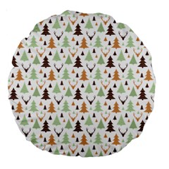 Reindeer Christmas Tree Jungle Art Large 18  Premium Round Cushions by patternstudio