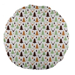 Reindeer Christmas Tree Jungle Art Large 18  Premium Flano Round Cushions