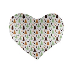 Reindeer Christmas Tree Jungle Art Standard 16  Premium Flano Heart Shape Cushions by patternstudio