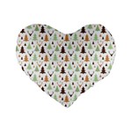 Reindeer Christmas Tree Jungle Art Standard 16  Premium Flano Heart Shape Cushions Front