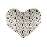 Reindeer Christmas Tree Jungle Art Standard 16  Premium Flano Heart Shape Cushions Back