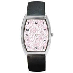 Pink Peonies Barrel Style Metal Watch by NouveauDesign