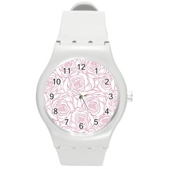 Pink Peonies Round Plastic Sport Watch (m) by NouveauDesign