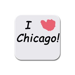 I Heart Chicago  Rubber Square Coaster (4 Pack) 