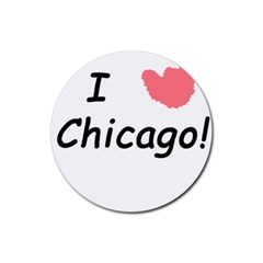 I Heart Chicago  Rubber Coaster (round)  by SeeChicago