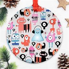 Funky Monsters Pattern Ornament (round) by Bigfootshirtshop