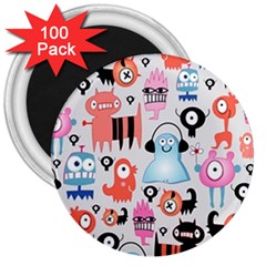 Funky Monsters Pattern 3  Magnets (100 Pack) by Bigfootshirtshop