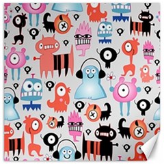 Funky Monsters Pattern Canvas 12  X 12   by Bigfootshirtshop