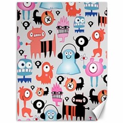 Funky Monsters Pattern Canvas 36  X 48   by Bigfootshirtshop