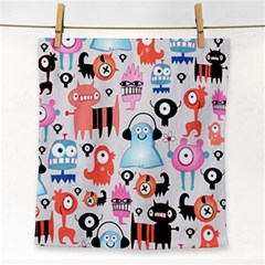 Funky Monsters Pattern Face Towel by Bigfootshirtshop