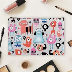 Funky Monsters Pattern Cosmetic Bag (large)  by Bigfootshirtshop