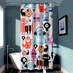 Funky Monsters Pattern Shower Curtain 36  X 72  (stall)  by Bigfootshirtshop